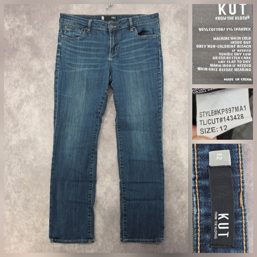 Kut from the Kloth Jeans Womens 12 Straight Leg Medium Wash Blue Denim KP897MA1